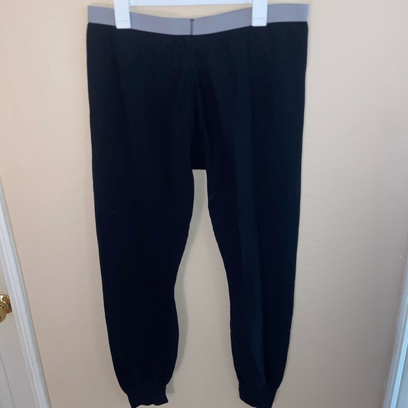 Men’s black long john chaps pajamas dad pants winter comfy bottoms casual sweats - Picture 3 of 12